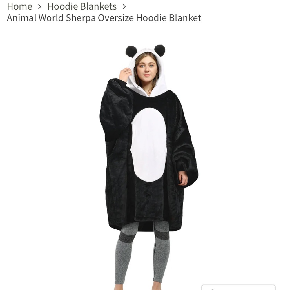 Panda Kids Costume Hoodie Blanket